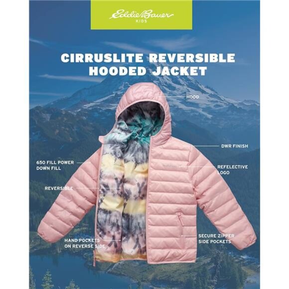 Eddie Bauer Girls' Jacket - CirrusLite Weather Resistant Down Coat for Girls - - Picture 3 of 7